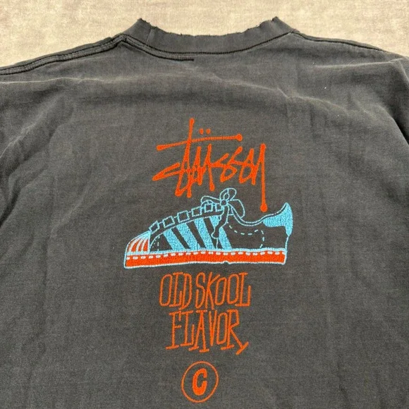 Stussy Shirt Mens Large Black Vintage 90s Old Skool Flavor Distressed Graphic - Picture 4 of 15